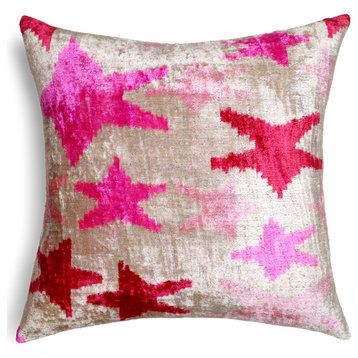 Canvello Handmade Luxury Pink Throw Pillow with Down Insert, 18"x18"