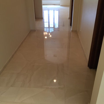 Limestone floor beautifully polished