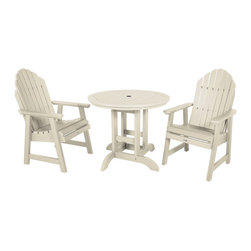 Highwood USA - Hamilton 3-Piece Round Dining Set, Whitewash - Outdoor Dining Sets