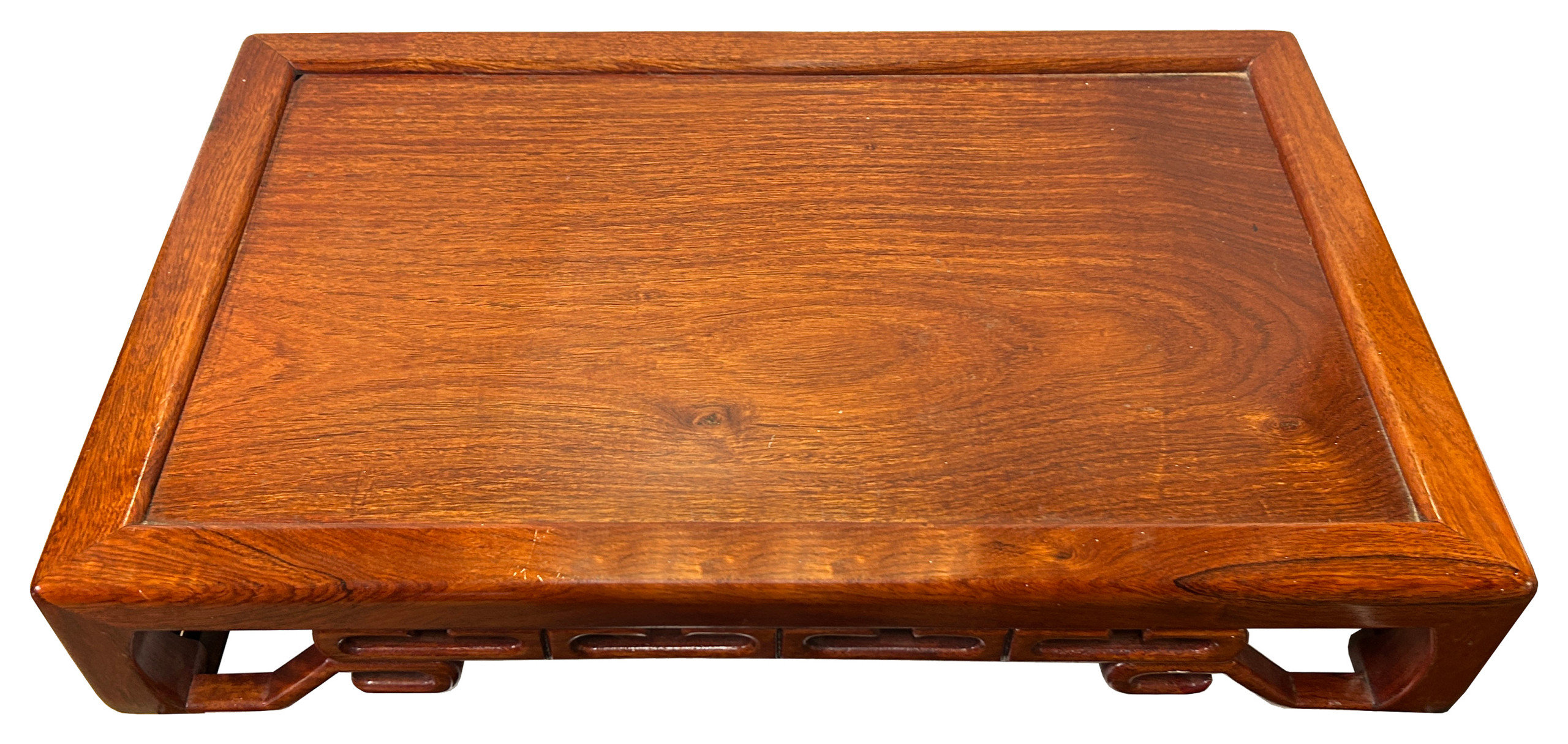 Natural Brown Wood Ru Yi Pattern Rectangular Table Top Stand Riser ...