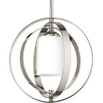 Progress Lighting - 1-Light Small Foyer Lantern, Polished Nickel - One-light small foyer pendant inspired by ancient astronomy armillary spheres. can be used individually or in groupings of two or more