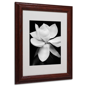 'Magnolia' Matted Framed Canvas Art by Michael Harrison, White Matte, Wood Frame, 11" X 14"