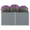 vidaXL Raised Garden Bed Flower Bed Galvanized Steel Outdoor Planter Gray