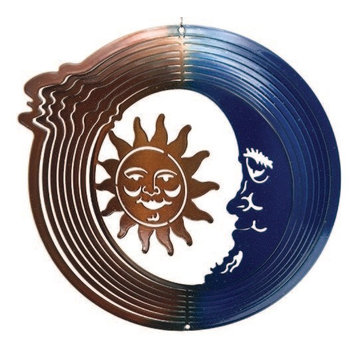 Medium Sun Moon Blue Copper Wind Spinner