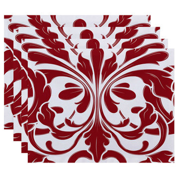 British Colonial, Geometric Print Placemat, Red
