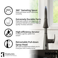 Karran Touchless One-Handle Triple Function Sprayer Faucet, Gunmetal Grey