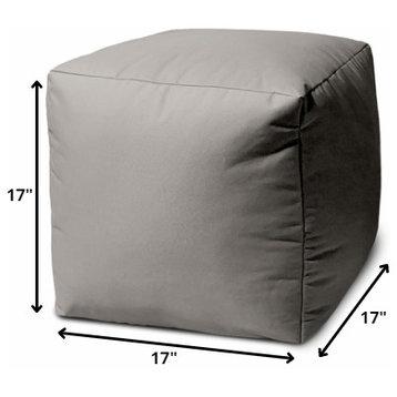 17  Cool Steely Silver Gray Solid Color Indoor Outdoor Pouf Ottoman