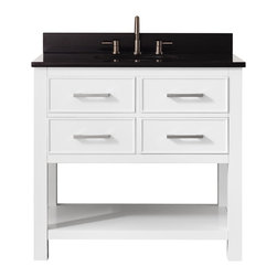 Avanity Corporation - Avanity Brooks 36" Vanity With Black Granite Top, White Finish - Bathroom Vanities And Sink Consoles