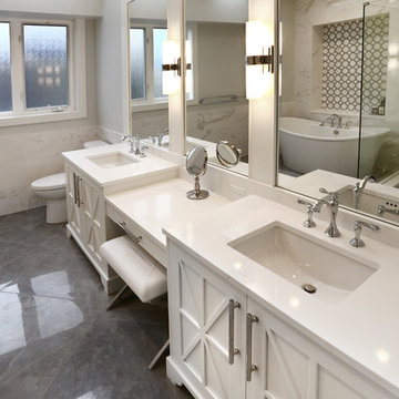Bathroom Vanity featuring Furniture Kick and Custom Applied Mullion Doors