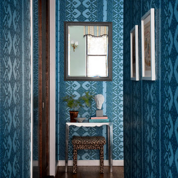 Wallpapered Hallway in Park Slope Apartment for World Traveler