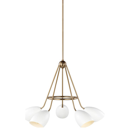 Sea Gull Summer Five-Light Chandelier Satin Brass