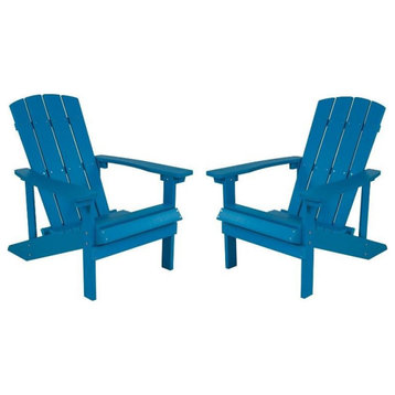 Home Square 2 Piece Faux Wood Adirondack Chair Set In Blue