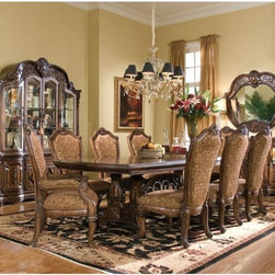 AICO Furniture - Windsor Court 9 Piece Rectangular Dining Table Set in Vintage F - Dining Tables