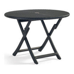 Caf&eacute; Round Folding Table in Wicker - Patio Furniture And Outdoor Furniture
