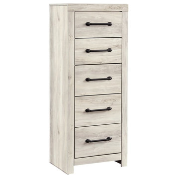 Benzara BM209316 Grained 5 Drawer Wooden Chest with Bar Pull Handles