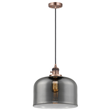Bell Mini Pendant With Switch, Antique Copper, Plated Smoke