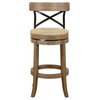 Bowery Hill 29" Farmhouse Wood Swivel Bar Stool in Wheat Wire-Brush Natural