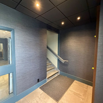 Type II Vinyl Wallcovering in a Showroom Reception and Stair Lobby