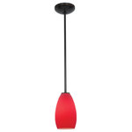 Access Lighting - Champagne Glass Rod Pendant- 28012-R, Champagne 1 Light Rod Pendant, Oil Rubbed Bronze/Red, 5"x5"x9", Incandescent - 1 x 100w Incandescent E-26 Base Bulb (Bulb not included)