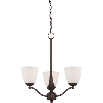 Nuvo 60/5156 Patton 3-Light 21" Prairie Bronze and Frosted Glass Chandelier