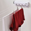 Wall Mounted Retractable Tension Clothesline -4 Built-in Hanging Hooks - White/G
