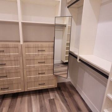 Master closet with built in mirror