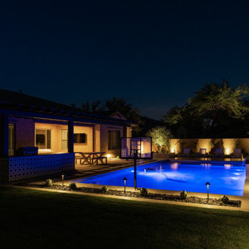 Modern Outdoor Living Design with  Pool & Fire Pit in Phoenix
