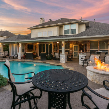 Outdoor Living Room With Summer Kitchen