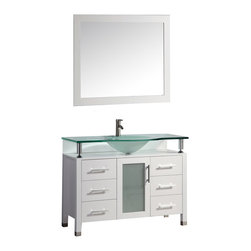 48 inch Single Sink Modern Bathroom Vanity Set White Finish - Bathroom Vanities And Sink Consoles