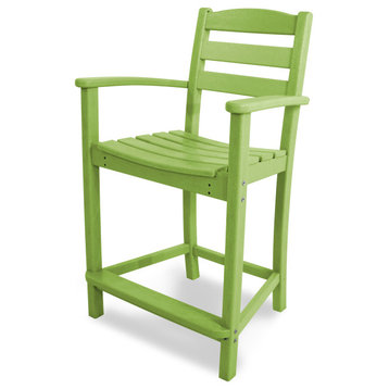 Polywood La Casa Cafe Counter Arm Chair, Lime