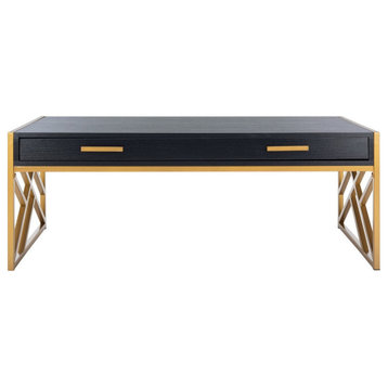 Neil 2 Drawer Coffee Table, Black/Gold