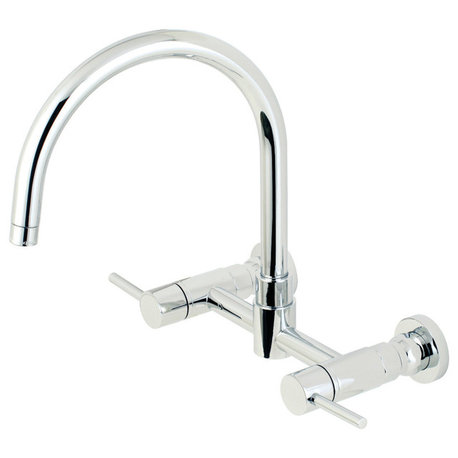 Wall Mount Kitchen Faucet, Polished Chrome