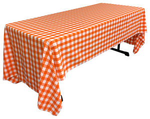 LA Linen Rectangular Gingham Checkered Tablecloth, Orange, 60"x126"