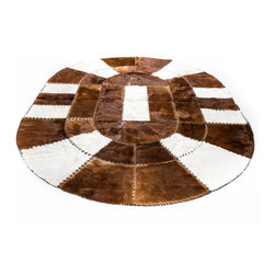 Designer Luxury Patchwork Rug / Oval - 5'2" x 7'1" / Hand Stitched in Europe - Area Rugs