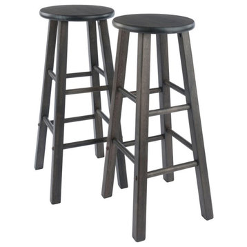 Winsome Element 29" Transitional Solid Wood Bar Stool in Oyster Gray (Set of 2)