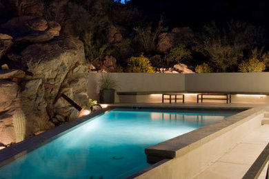 Trendy custom-shaped hot tub photo in Phoenix