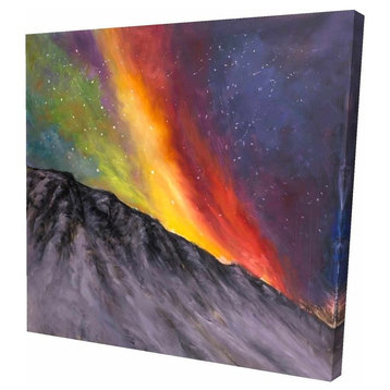 Aurora Borealis In the Mountain, Fine Art Gallery Wrapped Canvas, 24"x24"