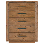 Hooker Furniture - Big Sky Five Drawer Chest - With a clean, simple silhouette, the Big Sky Five-Drawer Chest exudes the authenticity of the open spaces in the American wilderness. Crafted of Pecky Hickory Veneers and Cedar with a solid-wood edged top, the chest is finished in the warm Vintage Natural. The drawers are self-closing, and the top drawer has a removable felt liner, while the bottom drawer is cedar lined.