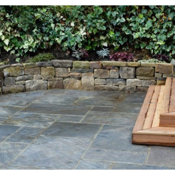 Graphite Sandstone Paving with Yorkshire Stone Walling 2016