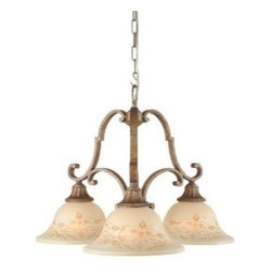 Royce Lighting - Royce Lighting 3-Light Chandelier with Cream Sandblasted Glass, Gilded Imperial - Chandeliers