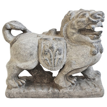 Consigned Grey Stone Lion Statue