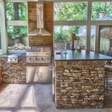 Screened in Porch, Fireplace and Outdoor Kitchen