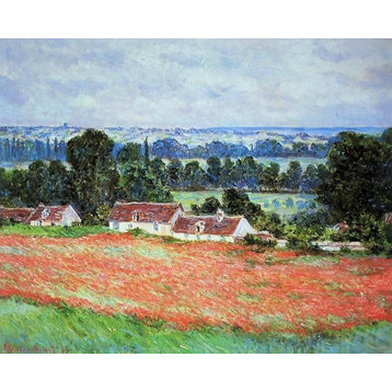 Claude Oscar Monet Poppy Field at Giverny, 20"x25" Wall Decal