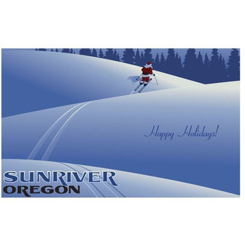 Paul Leighton Santa Skiing Sunriver Art Print, 30"x45"