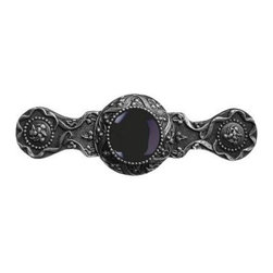 Inviting Home Inc. - Victorian Pull, Antique-Style Pewter With Onyx - Cabinet And Drawer Handle Pulls