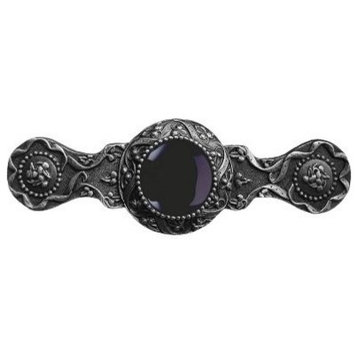 Victorian Pull, Antique-Style Pewter With Onyx