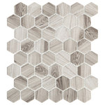 Emser Tile - Echo Gray 12"x14" Glass Mosaic Tile, Set of 14 - Echo portrays a dynamic union of shape,pattern,and sustainability. Hexagon and herringbone mosaic tilesarecrafted entirely of recycled white, gray, and brown glass.Finished with high-definition inkjets of wood grain and Calacattamarble patterns, the glass mosaic series is ideal for kitchen and bath surfaces.