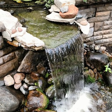 Woodbury Pond, Waterfall and Outdoor Patio Fireplace