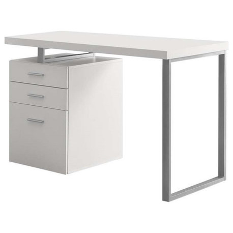 Computer Desk Home Office Laptop Storage Drawers 48"L Work Metal White