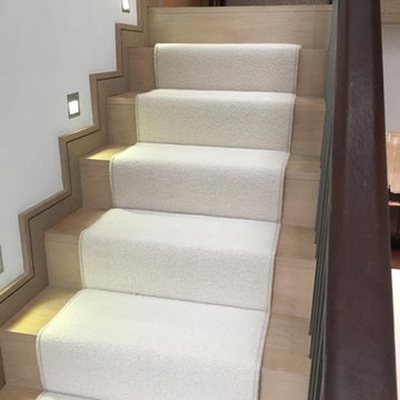 Installing White Carpet to Stairs as a Runner